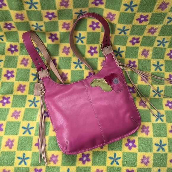 Coach Y2K Suede Fringed Poppy for Peace Pink Hippie Crossbody Hobo Bag - Picture 13 of 16